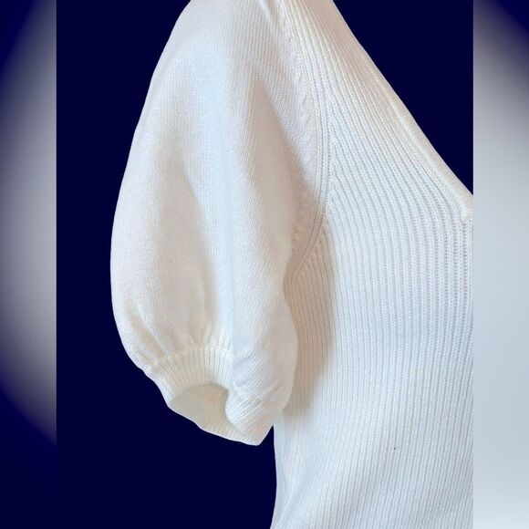 NWT square neck white ribbed crop top puff sleeves by French Connection size S. - Picture 7 of 10